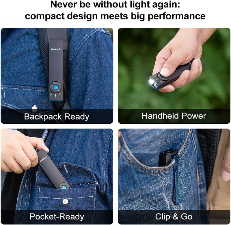 OLIGHT Arkfeld Pro Rechargeable EDC Flat Flashlight with Green Beam, UV and White LED Combo, 1300 Lumens Portable Pocket Lights, Triple Sources for Outdoors Emergency Working (Black CW) - Image 5